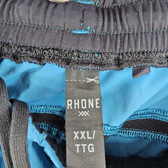 RHONE Athletic Gym Shorts Mens 2XL XXL Bleu Drawstring‎ Polyester - Picture 8 of 8
